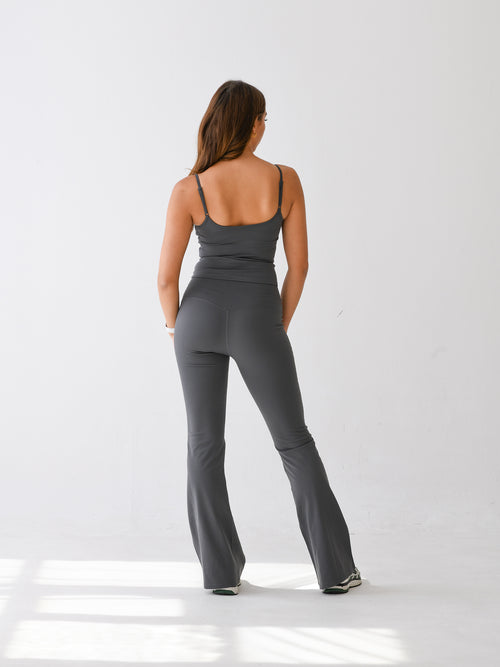 GRANITE GREY FLARED LEGGINGS SET - TWO PIECE