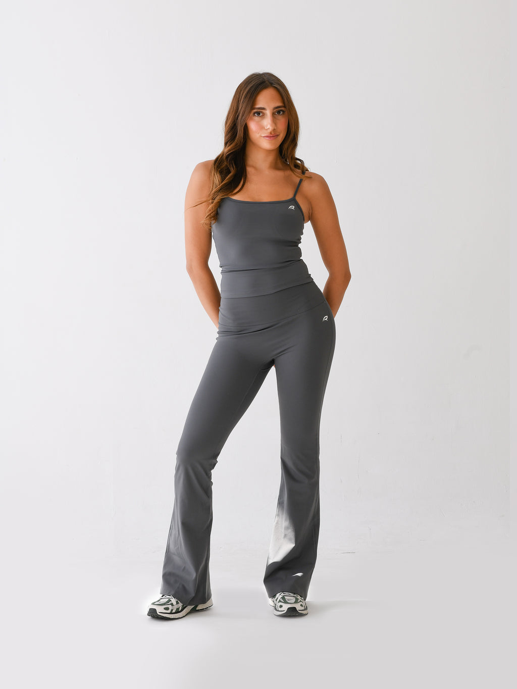 GRANITE GREY FLARED LEGGINGS SET - TWO PIECE