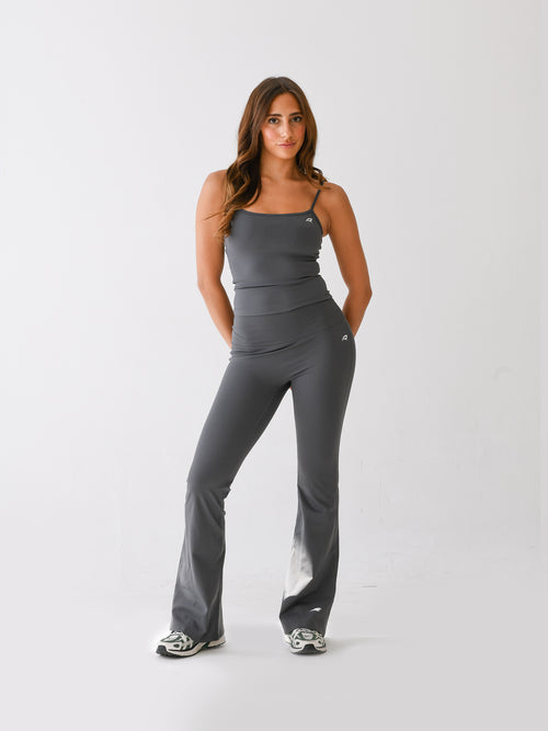 GRANITE GREY FLARED LEGGINGS SET - TWO PIECE
